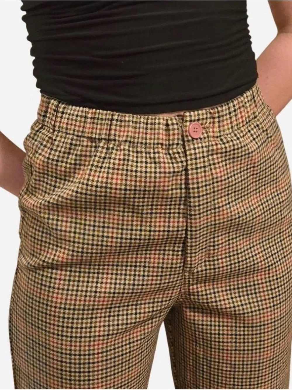 John Galt/Brandy Melville Houndstooth Pattern Straight-Leg Pants